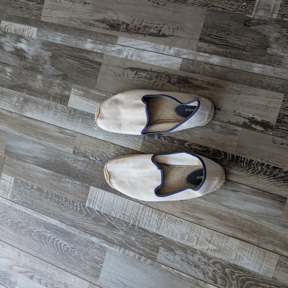 Soludos Cream and Blue Loafers